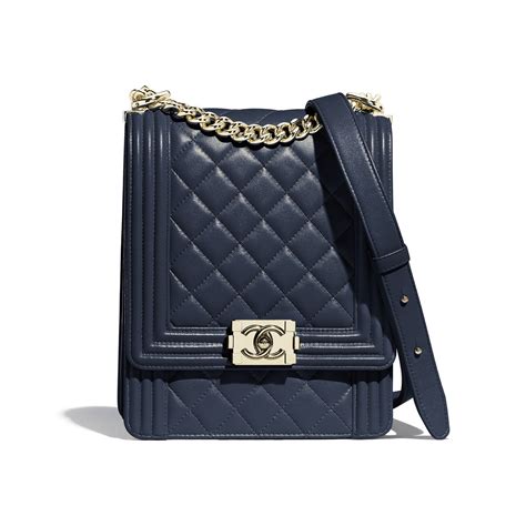 small boy chanel handbag navy blue